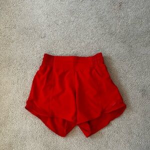 Lululemon Athletica red hotty hot shorts size 2 4”